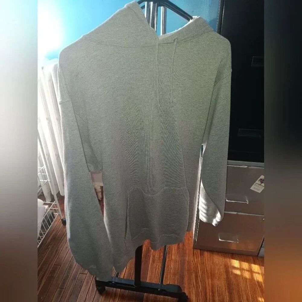 Minimalist Gray Fleece Pullover Hoodie Basic Streetwear Casual Lounge Sz S